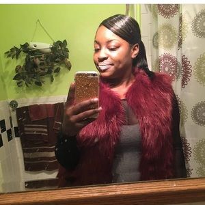 🔥Red Wine 🍷 Faux Fur😍